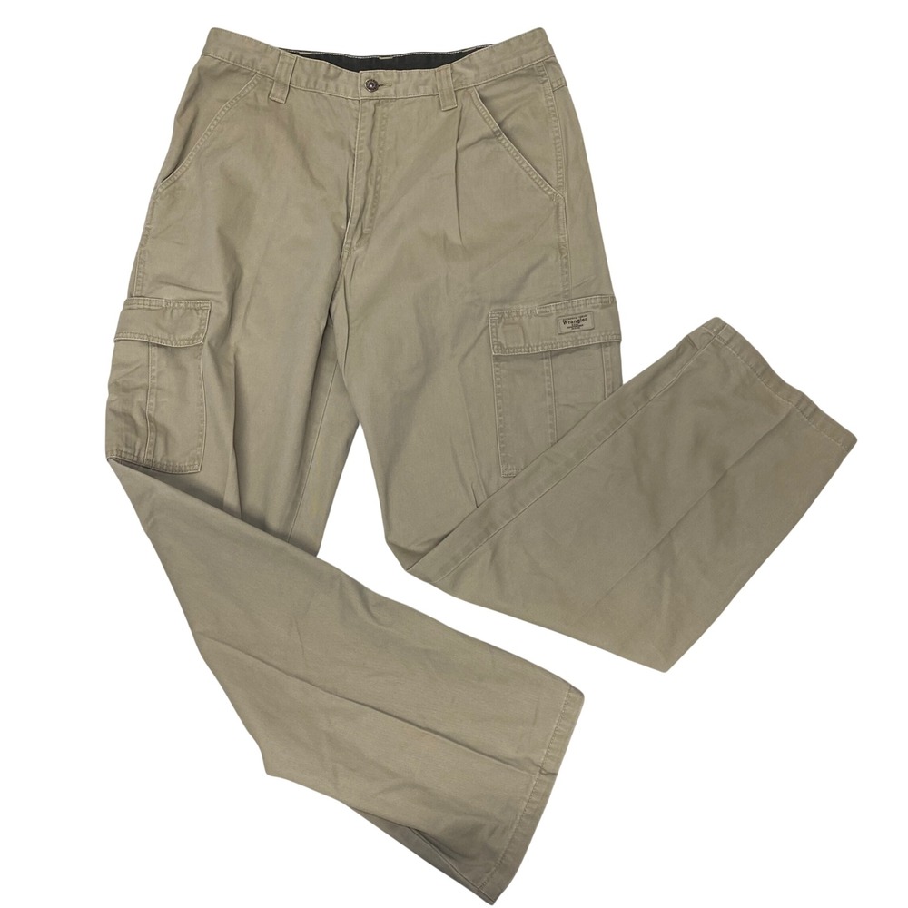 Wrangler Mens Cargo Pants Khaki 34x34 Straight Leg Work Utility Cotton 70LGHCA